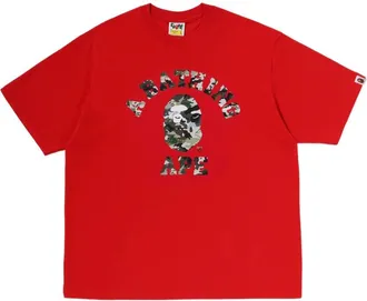 A Bathing Ape Hybrid Camo College Relaxed Fit T-Shirt Red 0ZXTEM319101RRDX