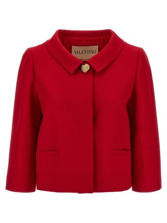 Valentino Garavani Green Crepe Couture Oversize Blazer ab