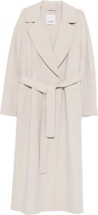 Max Mara Cappotto con cintura - Dames - Jas met riem - Beige - S - Leer - Jassen