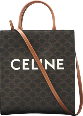 Celine Beige Brown White Coated Canvas Tote Bag (Pre-Owned)