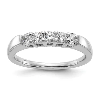 Diamond2Deal 14k White Gold 1/2 Ct Lab Grown Diamond Five Stone Fashion Band Ring