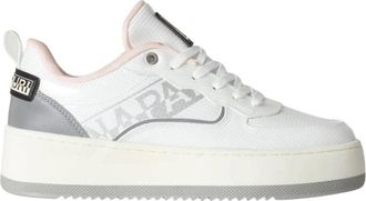 Napapijri White River Sneakers met Zilveren Details - Dames - Sneakers - Wit - 38 EU - Polyester - Schoenen