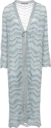 D.exterior Truien & Vesten, Dames, Blauw, XS, Katoen, Lange cardigan