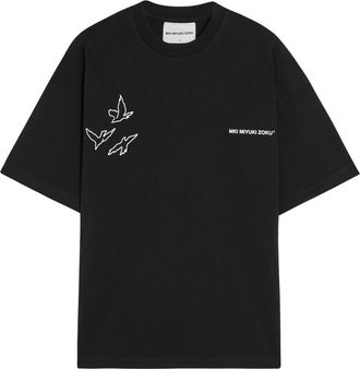 Mki Miyuki Zoku Flight Printed Cotton T-shirt - Black - Xxl