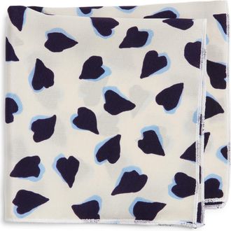 Clifton Wilson Navy & White Hearts Silk Pocket Square at Nordstrom