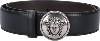 Versace Black Medusa Biggie Calf Leather Belt