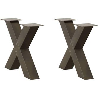 vidaXL Patas Para Mesa De Centro En Forma De X (2 Unidades), Acero Natural, 60 X (42-43) Cm. Vidaxl