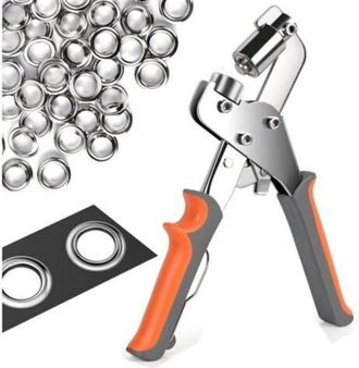 OEM Alicates Para Ojales Con 100 Ojales (10 Mm De Di&aacute;metro Interior), Alicates Para Ojales De Lonas Y Telas, Soporte Met&aacute;lico Para Ojales De Lonas De Cuer