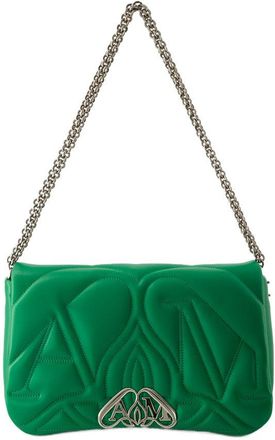 Alexander McQueen Womens The Seal Crossbody Bag Leather Green Others Crossbodies