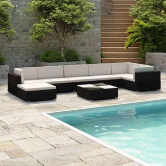 vidaXL Vidaxl - Set Divani da Giardino 8 pz con Cuscini in Polyrattan Nero