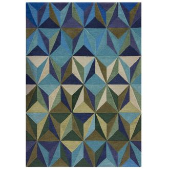 Flair Rugs Alfombra de lana verde y azul 120x170cm