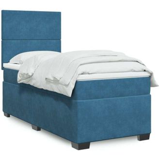 vidaXL Cama Box Spring Con Colch&oacute;n Terciopelo Azul 90x190 Cm Vidaxl