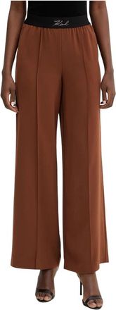 Karl Lagerfeld Broeken, Dames, Bruin, S, Polyester, Wijde Broek