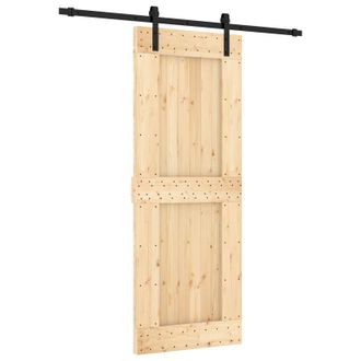 vidaXL Puerta Corredera Natural Y Negro 80 X 210 Cm Vidaxl