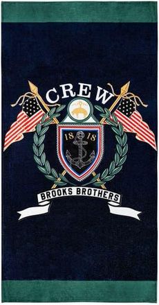 Brooks Brothers Logo Crest Cotton Beach Towel in Navy at Nordstrom Rack