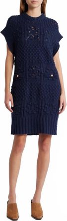 Frame Denim Mixed Stitch Sweater Dress In Navy