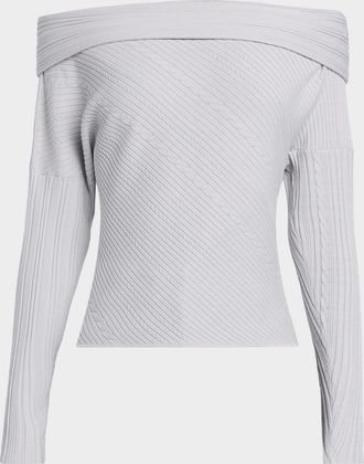 Iro Eboni Cable-Knit Off-The-Shoulder Sweater