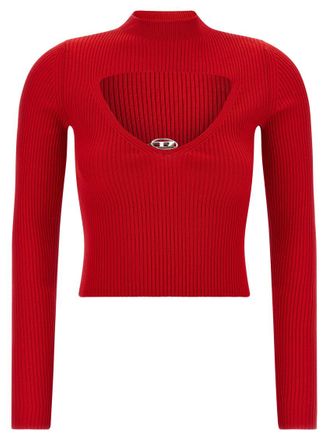 Diesel Red Knitted Mock Collar Sweater