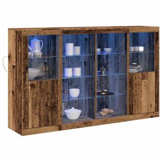 Berkfield Home Sideboard with LED Lights Old Wood 163x37x100 cm Engineered Wood in Brown | Size: 163 x 37 x 100 cm