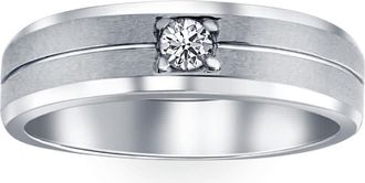 Pompeii3 1/6Ct Diamond Brushed Mens Wedding Band in White, Yellow, or Rose Gold Lab Grown