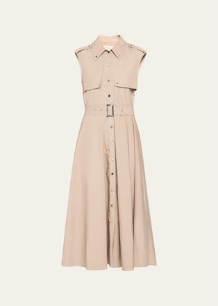 Toccin Gail Sleeveless Belted Midi Trench Dress