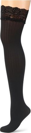 Veneziana Opaque Thick Hold ups Stockings Costina II 60 Denier - silicone lace top (M/L, Black)