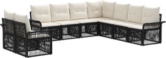 vidaXL Conjunto De Sof&aacute;s De Jard&iacute;n 9 Uds. Negro Rat&aacute;n Sint&eacute;tico Vidaxl