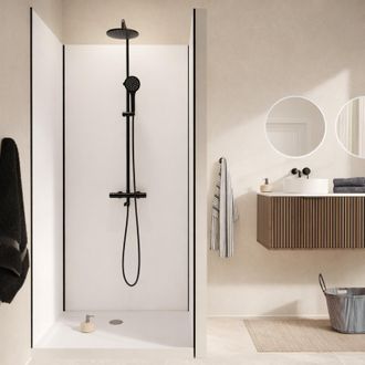 Aurlane Pack 3 Paneles Murales Aluminio Blanco 80+120+80x210 Y Perfiles Negros