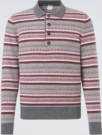 Eleventy Pullover polo in lana jacquard a righe