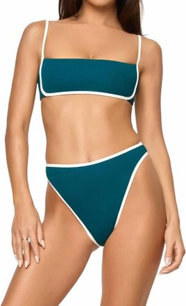 L*Space Nora Bikini Bottom In Deep Teal/cream