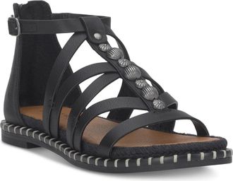 Lucky Brand Womens Lucky Brand Korina Gladiator Black Leather Beaded Sandals GAL1859