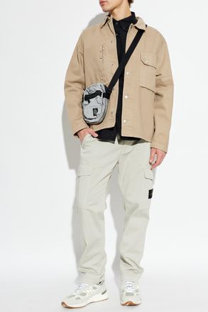 Stone Island Shirt With Embroidered Logo, Mens, Black