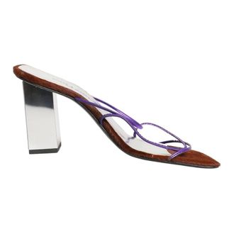 Dolce & Gabbana Heeled Mules, female, Gray, Size: 9 US Block Heels Slip On Sandals