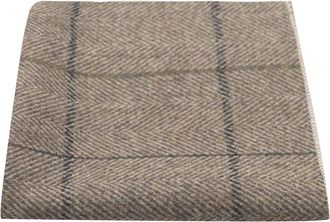 King & Priory Luxury Light Khaki Brown Herringbone Check Pocket Square, Handkerchief, Tweed