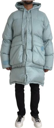 Dolce & Gabbana Gewatteerde Hooded Pufferjas Blauw - Heren - Parka Jassen - Blauw - L - Nylon - Jassen