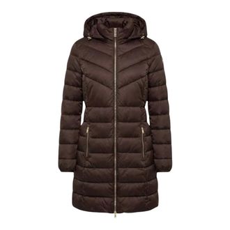 Yes-Zee M500 Lange Donsjas - Dames - Dons jassen - Bruin - L - Leer - Jassen