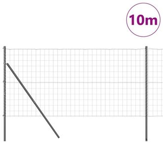 Berkfield Home Modern Euro Fence with 7 Posts 1x10 m Galvanised Steel Grey in Black