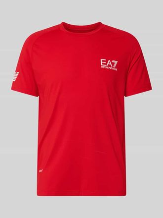 Emporio Armani T-Shirt mit Label-Print in Rot, Gr&ouml;&szlig;e XXXL
