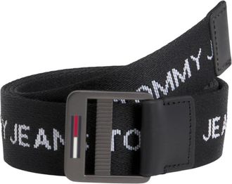 Tommy Hilfiger Casual polyester riem met logo - Heren - Riemen - Zwart - 100 CM - Polyester - Accessoires