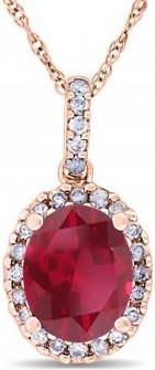 Allurez Ruby & Halo Diamond Pendant Necklace in 14k Rose Gold 2.44ct