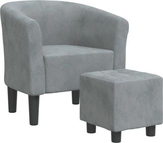 vidaXL Sillón con taburete terciopelo gris oscuro Vidaxl