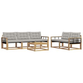 vidaXL Conjunto De Sof&aacute;s De Exterior 6 Pcs Blanco Y Gris Claro Vidaxl