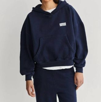 American Vintage Plizzy Hoodie In Navy