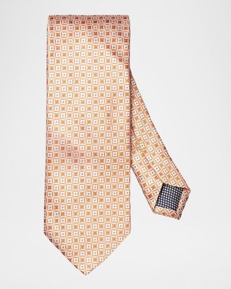 Eton Men & apos;s Geometric Medallion Silk Jacquard Tie