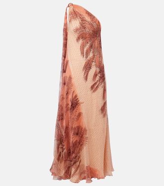 Johanna Ortiz Printed silk-blend lame gown