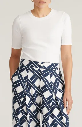 Universal Standard Classic Rib Short Sleeve Top in White at Nordstrom, Size Xs