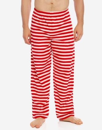 Leveret Mens Fleece Holiday Pajama Pants in Red/white Stripes at Nordstrom, Size Xx-Large