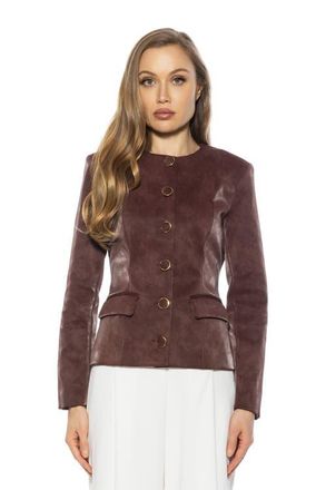 Alexia Admor Brivan Crewneck Classic Blazer in Burgundy at Nordstrom, Size 12