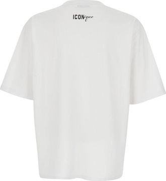 Dsquared2 Mens T-Shirt White Front Print Cotton T-Shirts And Polos