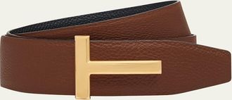 Tom Ford Mens Signature T Leather Belt
